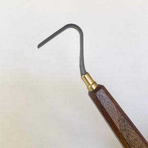 Large Open Hook Pottery Trimming Tool - Tungsten Carbide Steel Pottery Tool - Handmade Ceramic Tool Choice of Wood - Maple, Walnut, &quot;Lunar&quot;