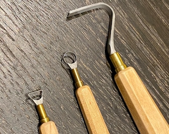 3 pcs Set Pottery Trimming Tools - Tungsten Carbide Blade | Handmade Professional Clay Trimmer | Edge Series