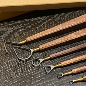 Handmade Pottery Trimming Tool Set - Full 6 Piece Artisan Kit with Tungsten Carbide Blades | Precision Clay & Porcelain Tools for trimming