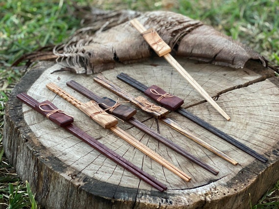 Chopsticks Set Hand Made of Exotic Wood With Natural Finish Etsy