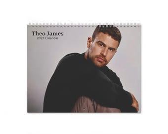 Calendario Theo James 2027 | Calendario mensual con fotos, agenda con espiral | Calendario de pared
