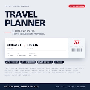 Travel Planner Travel Itinerary Budget Spreadsheet Packing List Interactive Offline Planner Vacation Planner Travel Guide Digital Planner