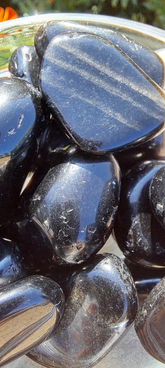 黒曜石の研磨石、浄化、保護、ポジティブ、レイキ - Etsy 日本