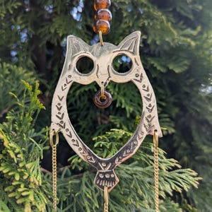 Brass Owl Wind Chime: Spiritual Home Decor