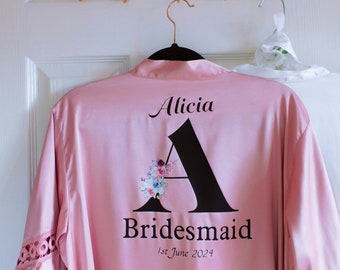 Personalised Satin Robes For Bridal Party, Bridesmaids Robes For Brides, Bridal Robes For Wedding Dressing Gown For Weddings, Wedding Robes