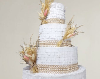 XXL Hochzeitspinata - Pinata Torte 4-stöckig - Hochzeitstorte "Nature" Boho Chic