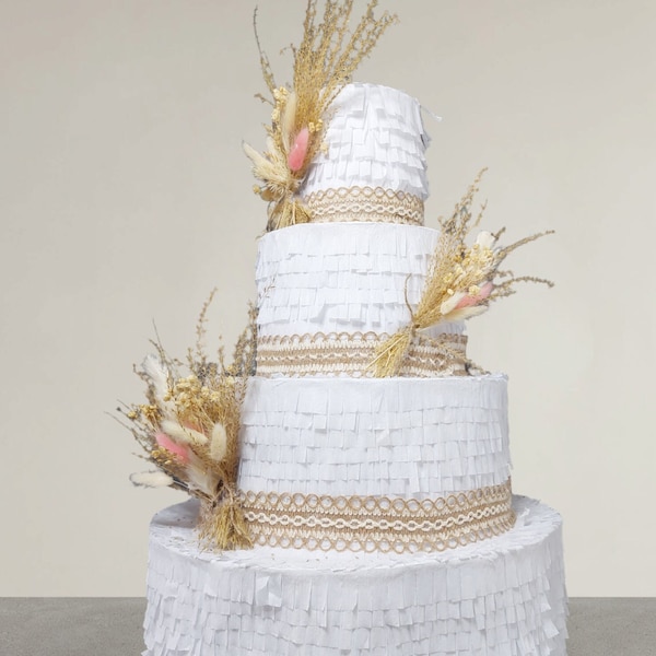 XXL Hochzeitspinata - Pinata Torte 4-stöckig - Hochzeitstorte "Nature" Boho Chic