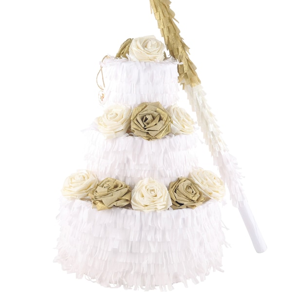 Hochzeitspinata - Pinata Torte - Hochzeitstorte "Goldtraum" inkl. Pinata Stock - Boho Style