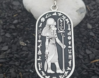 Egyptian Cartouche Goddess Sekhmet Necklace | Hieroglyph Necklace Jewelry | Custom Made Necklace | 925 Sterling Silver | Egypt Name Necklace