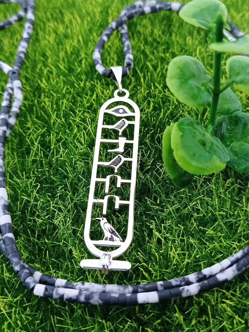 Egypt Cartouche Necklace, Hieroglyph Necklace Jewelry, Egypt Jewelry, Custom Made Necklace, 925 Sterling Silver Egyptian Name Pendant image 2