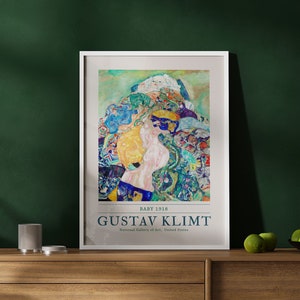 Póster de Gustav Klimt - Bebé / Marco incluido / Cuadro de un bebé / Arte mural moderno / Arte enmarcado / Tamaño A1/A2/A3/A4