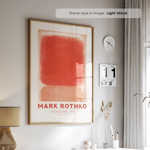 Póster de Mark Rothko - Rojo y rosa (1953) / Marco incluido / Arte mural abstracto / Arte mural moderno / Arte enmarcado / Tamaño A1/A2/A3/A4