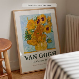 Sunflowers (1888) - Vincent Van Gogh | Frame Included | Exhibition Poster | Floral Wall Art | Vintage Oil Painting | Framed Art