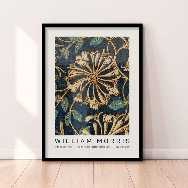 William Morris  Print, Morris Exhibition Poster, Modern Wall Art For Living Room, Famous Art Prints, Morris Honeysuckle