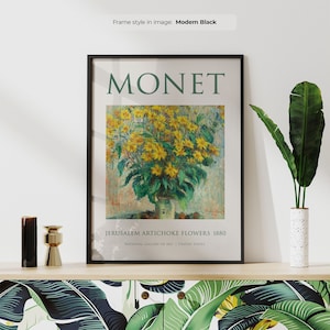 Jerusalem Artichoke Flowers - Claude Monet | Frame Included | Monet Painting | Flower Wall Art | Mid Century Wall Art | Framed Art