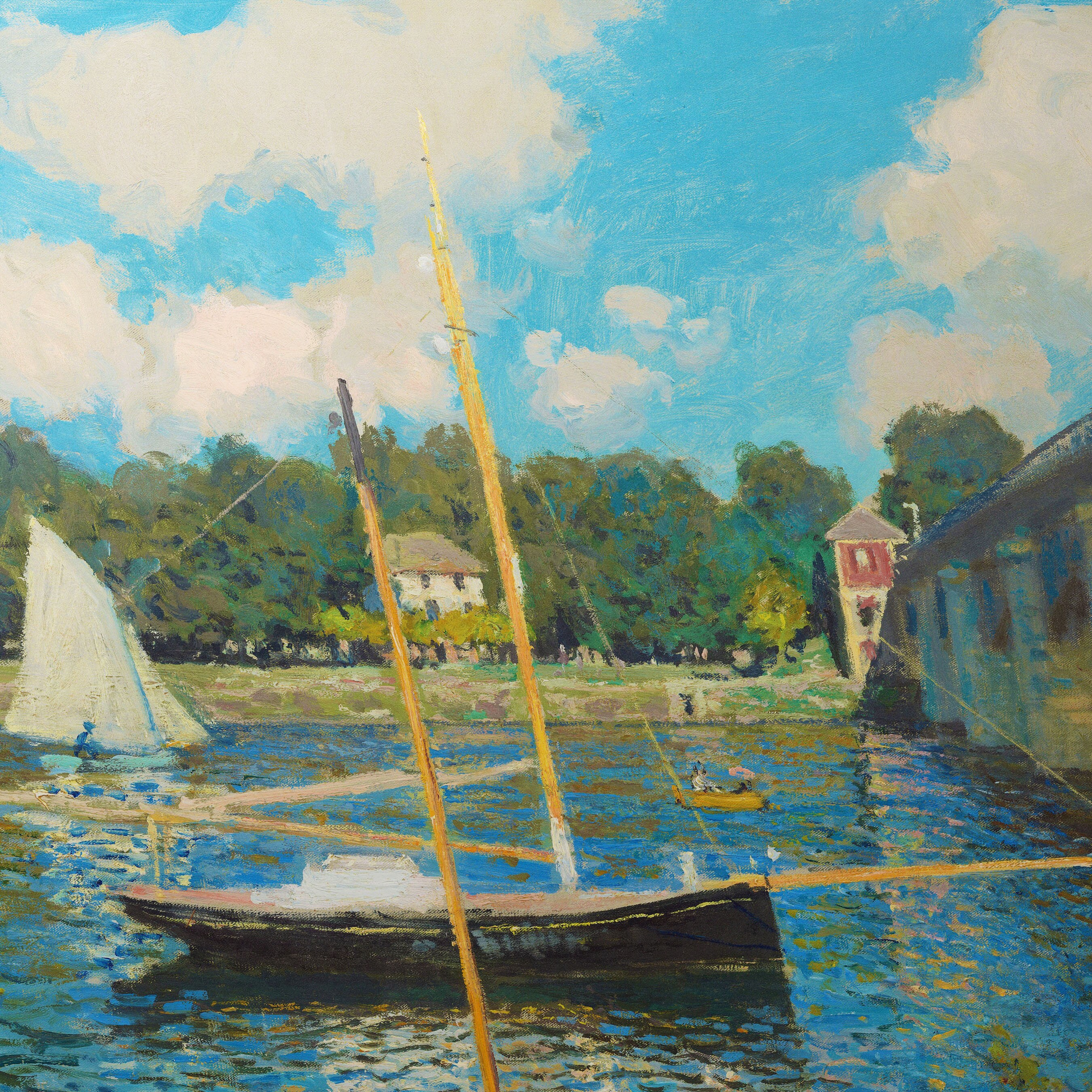 モネ　アルジャントゥイユの橋　装飾フレーム付き モネ アルジャントゥイユの橋 ジクレーキャンバス複製画 額装品