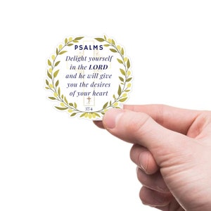 Bible Verse Sticker, Vinyl Sticker, Waterproof | Psalm 37:4