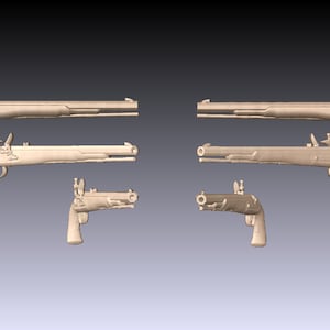 6 x reliefs 2A, 2e amendement, 3D STL * pour mousquetons à silex, modèle 3D * pour routeur CNC, graveur, machine à découper, relief Artcam Aspire, fichiers cnc