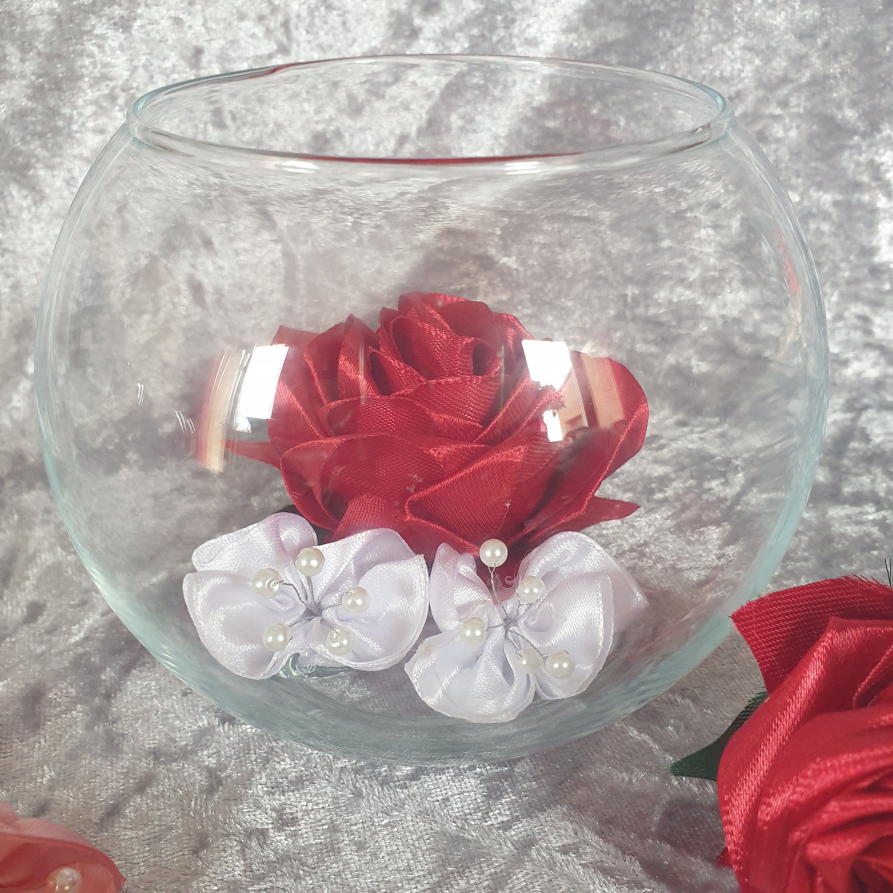 Rose en Satin Dans Bocal Verre. Cadeau Maman. Grand-Mère. Femme. Saint-Valentin. Plaisir d'offrir