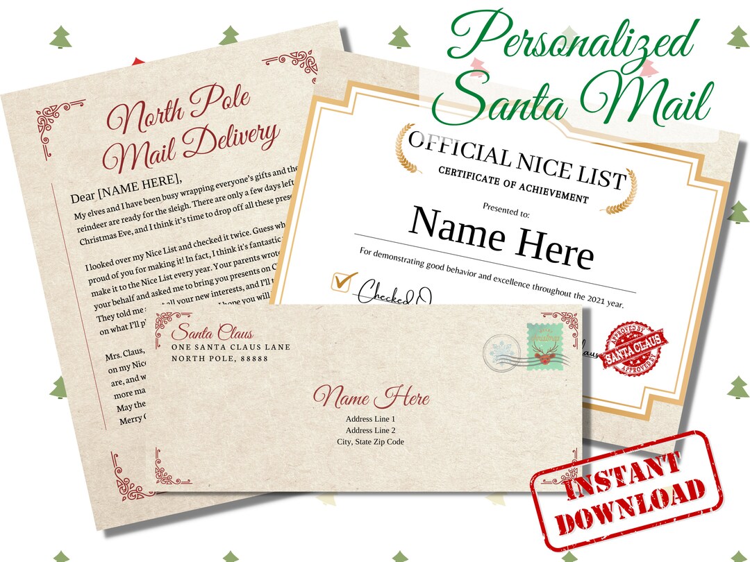 Personalized Santa Mail Letter From Santa Editable Instant Download ...