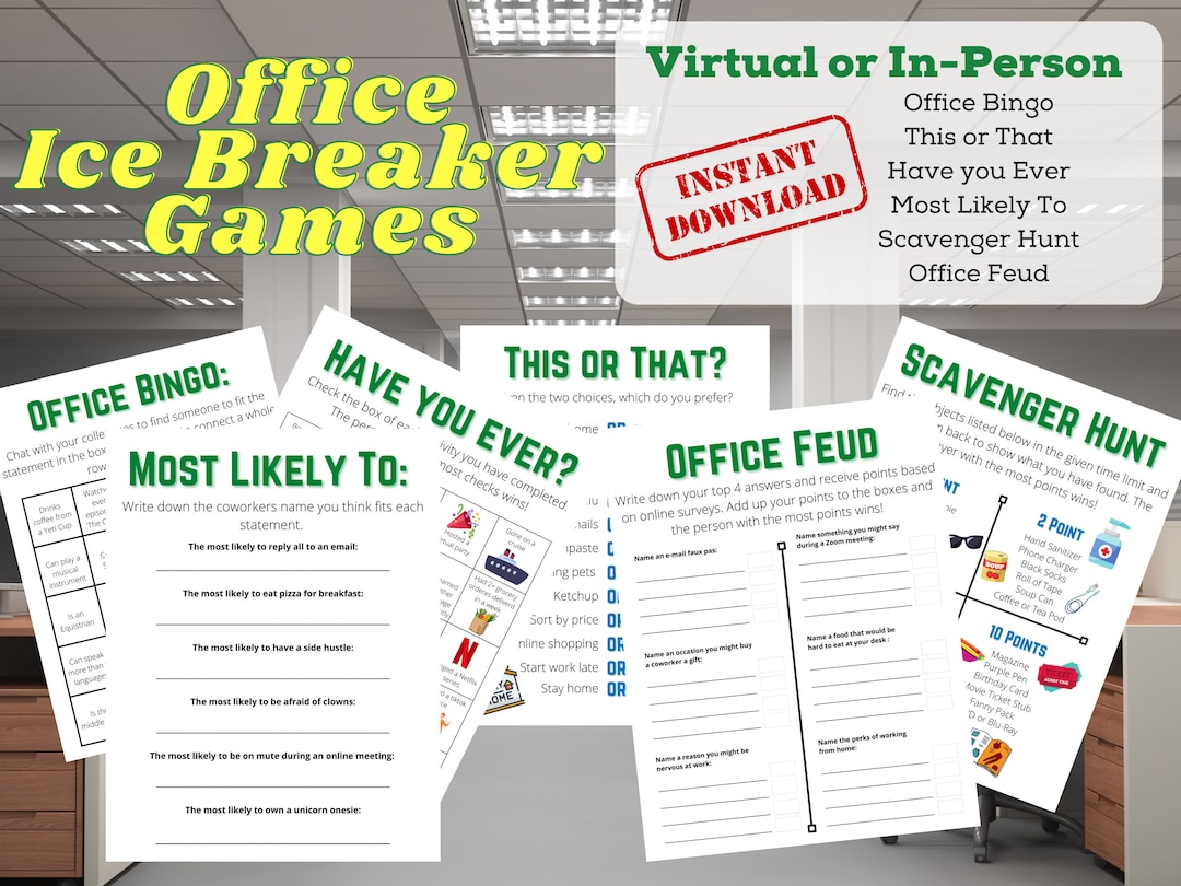 Office Ice Breakers Work Meeting Games Inperson or Virtual Meets