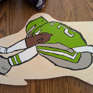 Saquon Barkley - Backwards Hurdle Wood Sign | Hand-painted Wooden