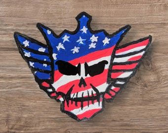 Hand-Painted American Night Mare Symbol Wood Sign | Iconic Wrestling Crest Decor | The Wooden Phan | Wrestling Fan Art