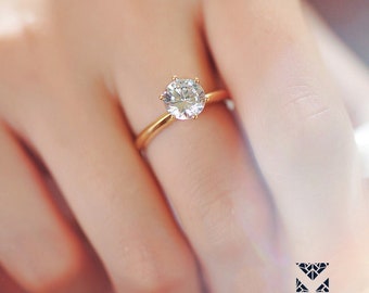 14k Gold Ring One Carat by Mozaiku, Zircon rings Minimalist ring Cluster ring Gemstone jewelry Wedding ring 14k gold Minimalist Ring