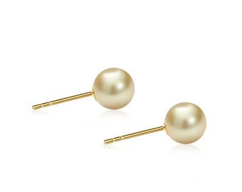 Bridal Gold Pearl Ear Stud Wedding Stud Gold Pearl 18K gold Ear Stud Jewelry Minimalist Studs Seawater Pearl Bridesmaid Valentine Gift Girl