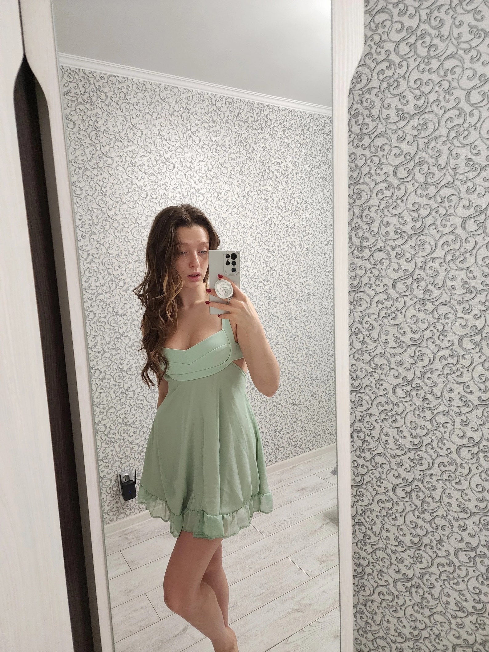 Green Baby Doll French Mini Dress Etsy UK