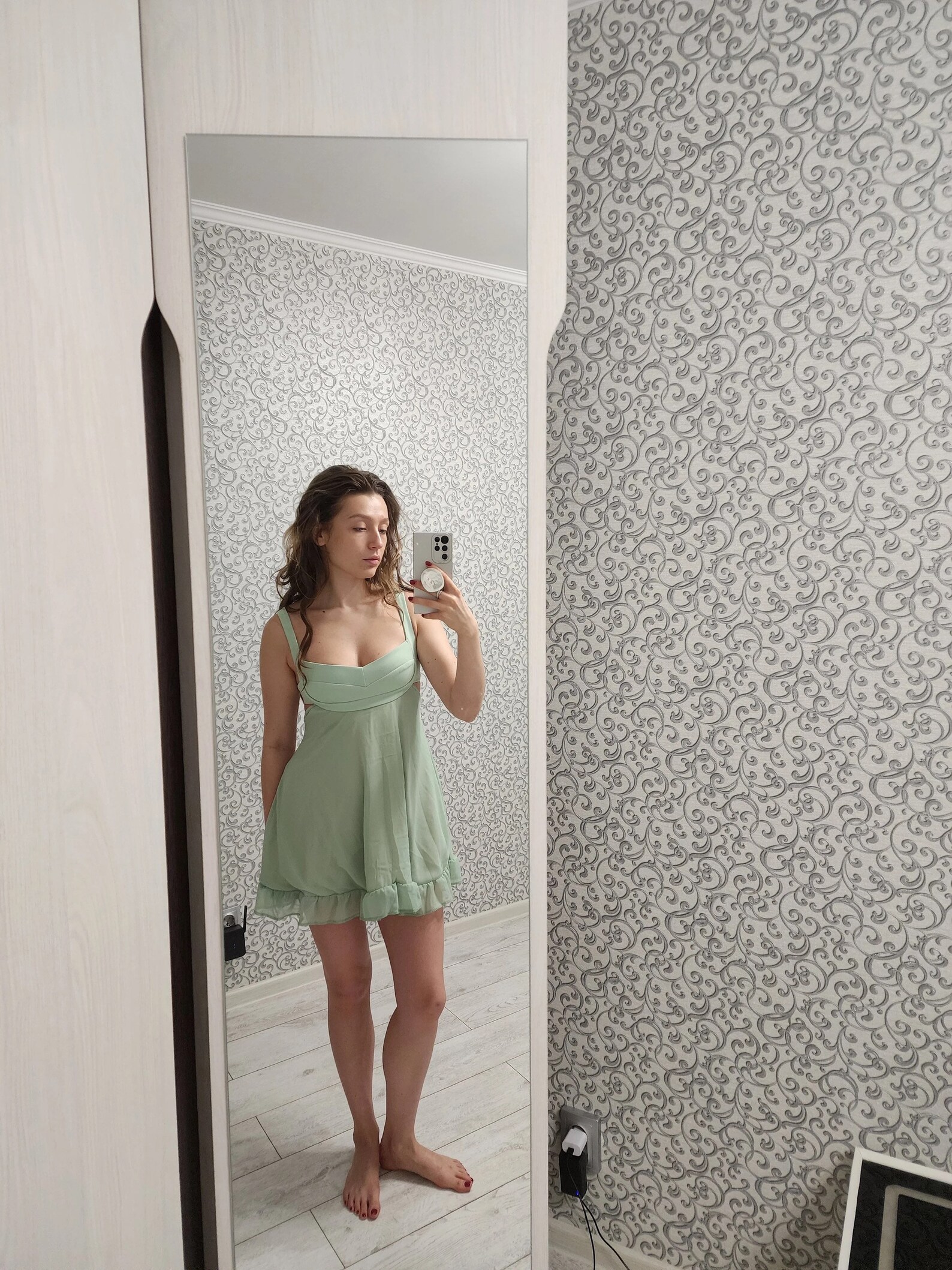 Green Baby Doll French Mini Dress Etsy UK