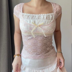 Lace milkmaid coquette top