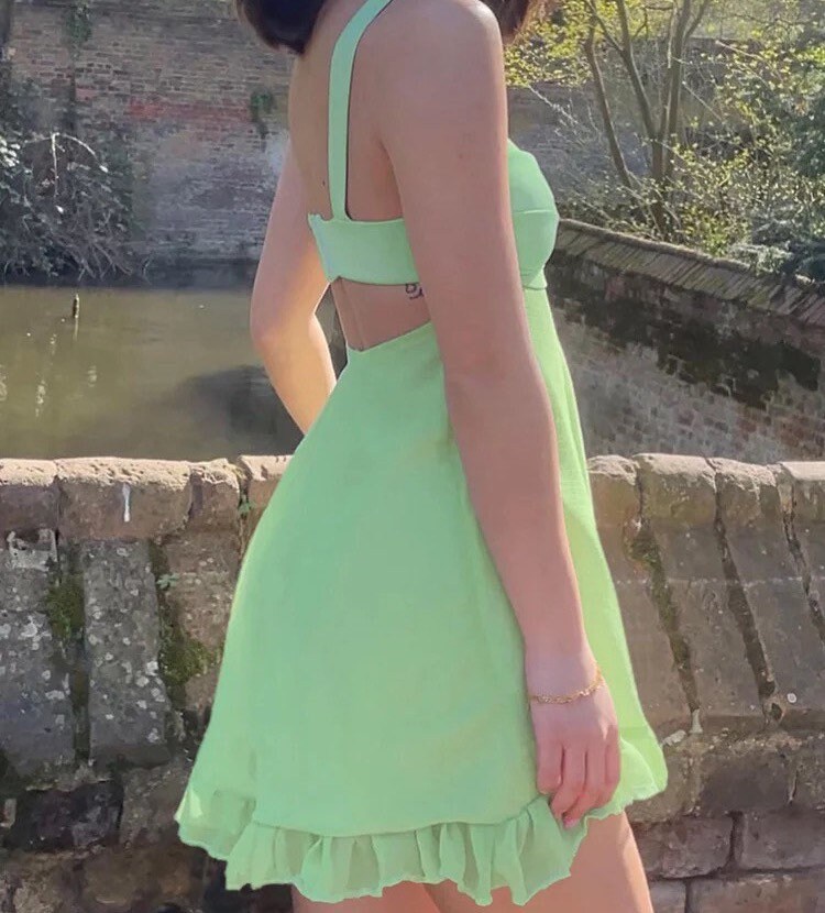 Green Baby Doll French Mini Dress Etsy UK