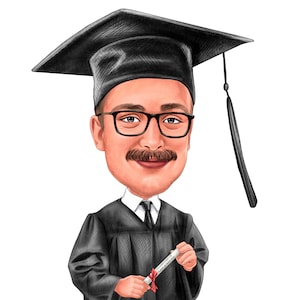 Retrato de caricatura de graduación dibujado a mano