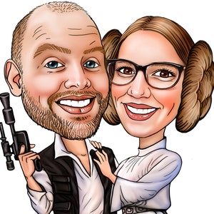 Custom Couple Movie Themed Caricature Hand-Drawn from Your Photos by Artist