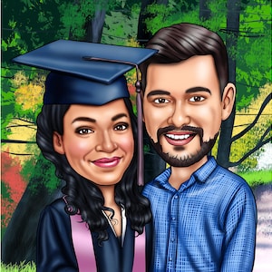 Benutzerdefinierte Abschlusskarikaturgeschenk, personalisiertes Abschlussgeschenk vom Foto, Universitätsabschluss, College-Abschluss vom Schulabschlussgeschenk