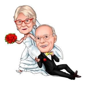Wedding Anniversary Gift for Couple Caricature Gift Bride & Groom Funny Wedding Cartoon Portrait Custom Gift Wedding Caricature Digital Art