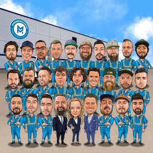 Gruppenkarikaturporträt von Ihrem Foto gezeichnet Firmengeschenke Weihnachtsgeschenke Gruppe Bürokarikatur verlassen Geschenkkarikaturzeichnungen für Gruppe