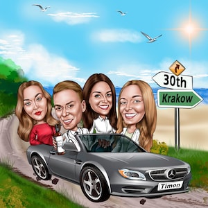 Custom Friends Caricature Gift Hand-Drawn Friends Cartoon Portrait Gift for Her Friendship Caricature from Photo Best Friends Gift