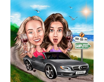 Custom Friends Caricature Gift | Gifts for Best Friend and Group of Friends | Friends Cartoon from Photo
