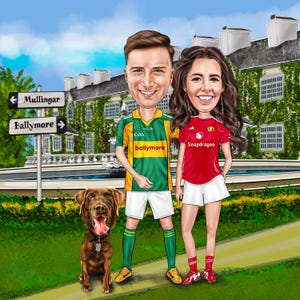 Karikatur Paar Haustiere Paar mit Haustier Cartoon Portrait Benutzerdefinierte Haustier Besitzer Geschenk Hundebesitzer Porträt Hundeliebhaber Karikatur Geschenk Familie mit Haustier