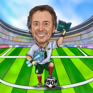 Caricatura di football disegnata a mano, regalo, cartone animato sportivo, cartoni animati di football, squadre di football americano, giocatore di football, regalo, arte murale di rugby