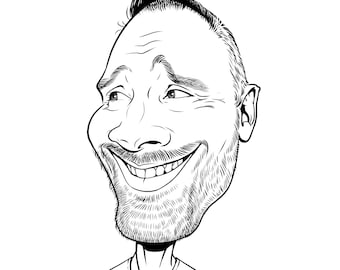 Regalo de retrato personalizado con boceto de línea, dibujo de caricatura de contorno, retrato de caricatura de línea a partir de foto, retrato minimalista, foto de contorno
