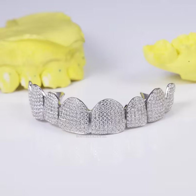 Moissanite Grillz, 10 Top & 10 Botton Moissanite Grills, Custom Made