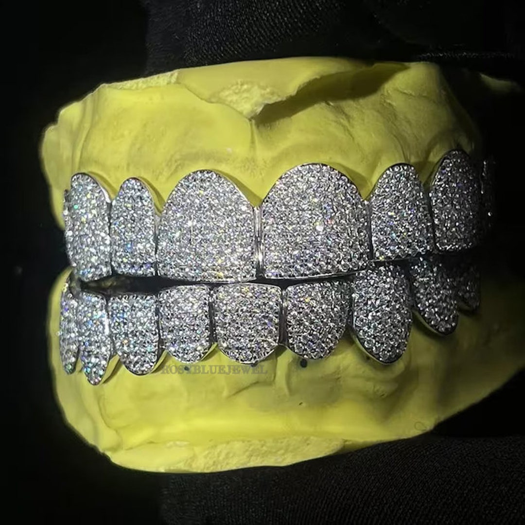 Moissanite Grillz, 10 Top & 10 Botton Moissanite Grills, Custom Made