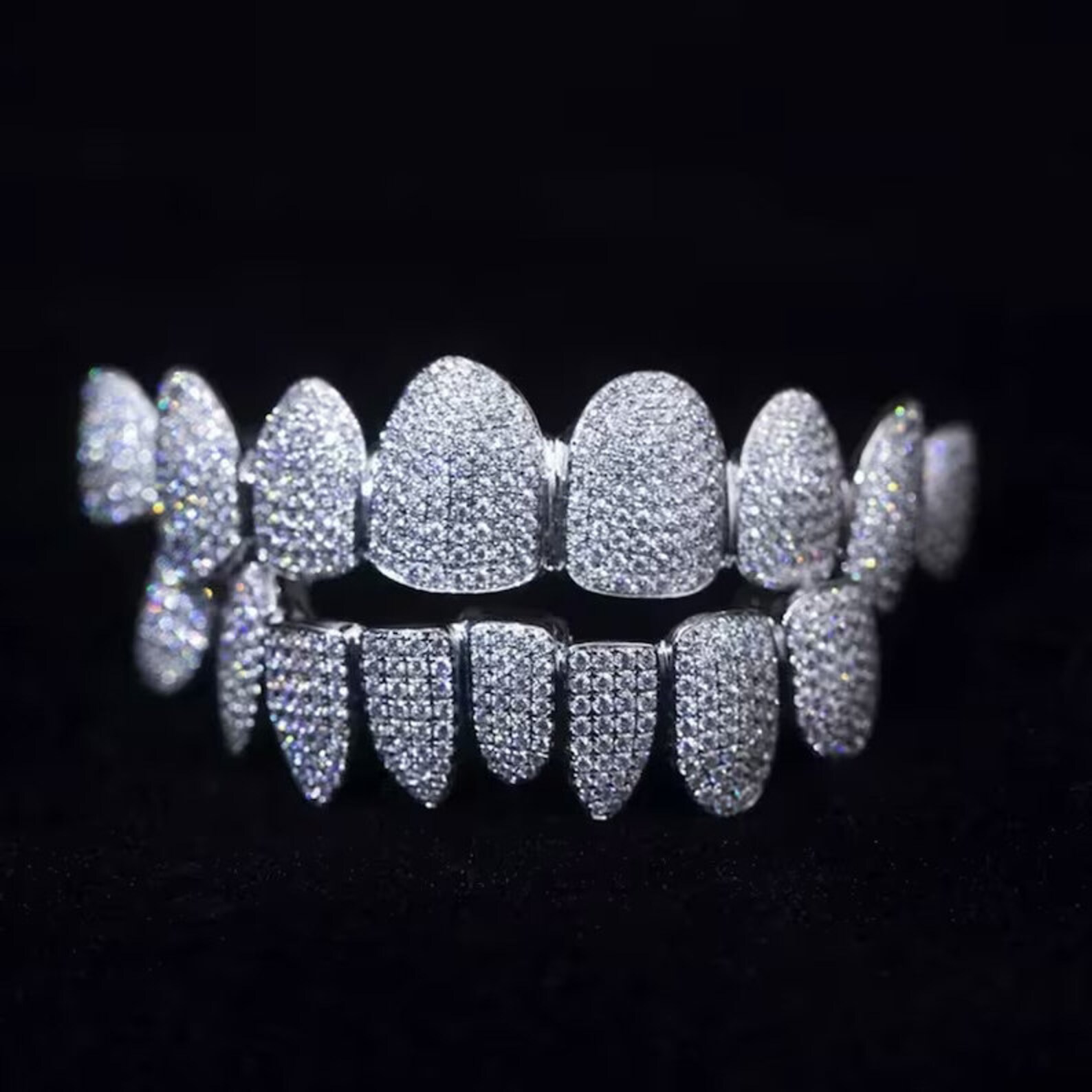 Moissanite Grillz, 10 Top & 10 Botton Moissanite Grills, Custom Made