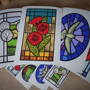 Giclée art print of stained glass panel, stained glass art, photo print