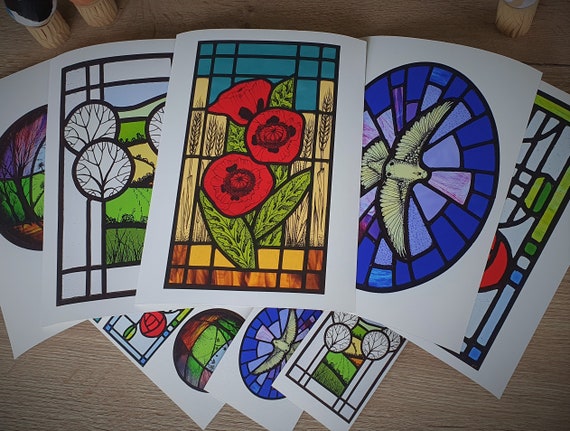Stained Glass Art Print: Signed Giclée on 240gsm Paper