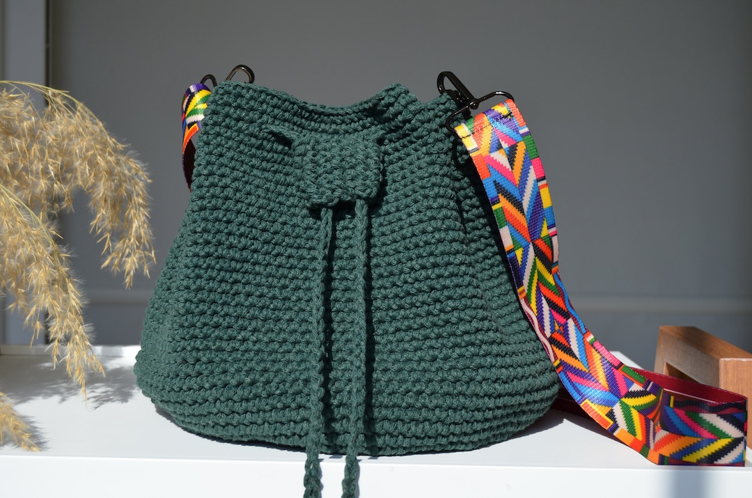 Macramé Bucket Bag Casual Macrame Shoulder Bag Elegant Women Etsy