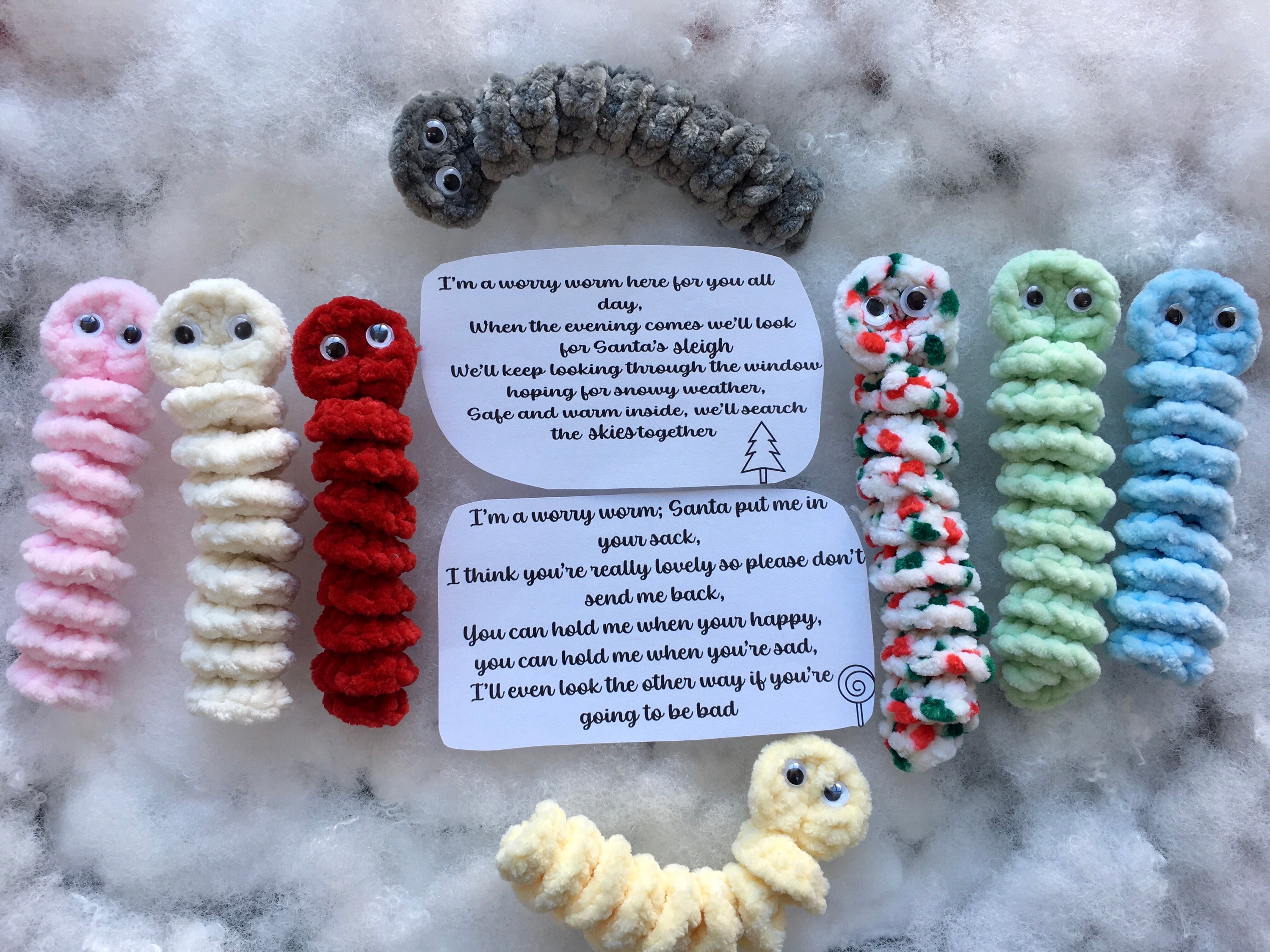 Christmas Worry Worm With Poem/ Stress Toy/ Stocking Filler/ Etsy Canada